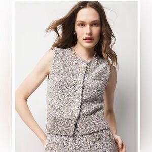 White House Black Market Tweed Vest with Metallic Threading size medium